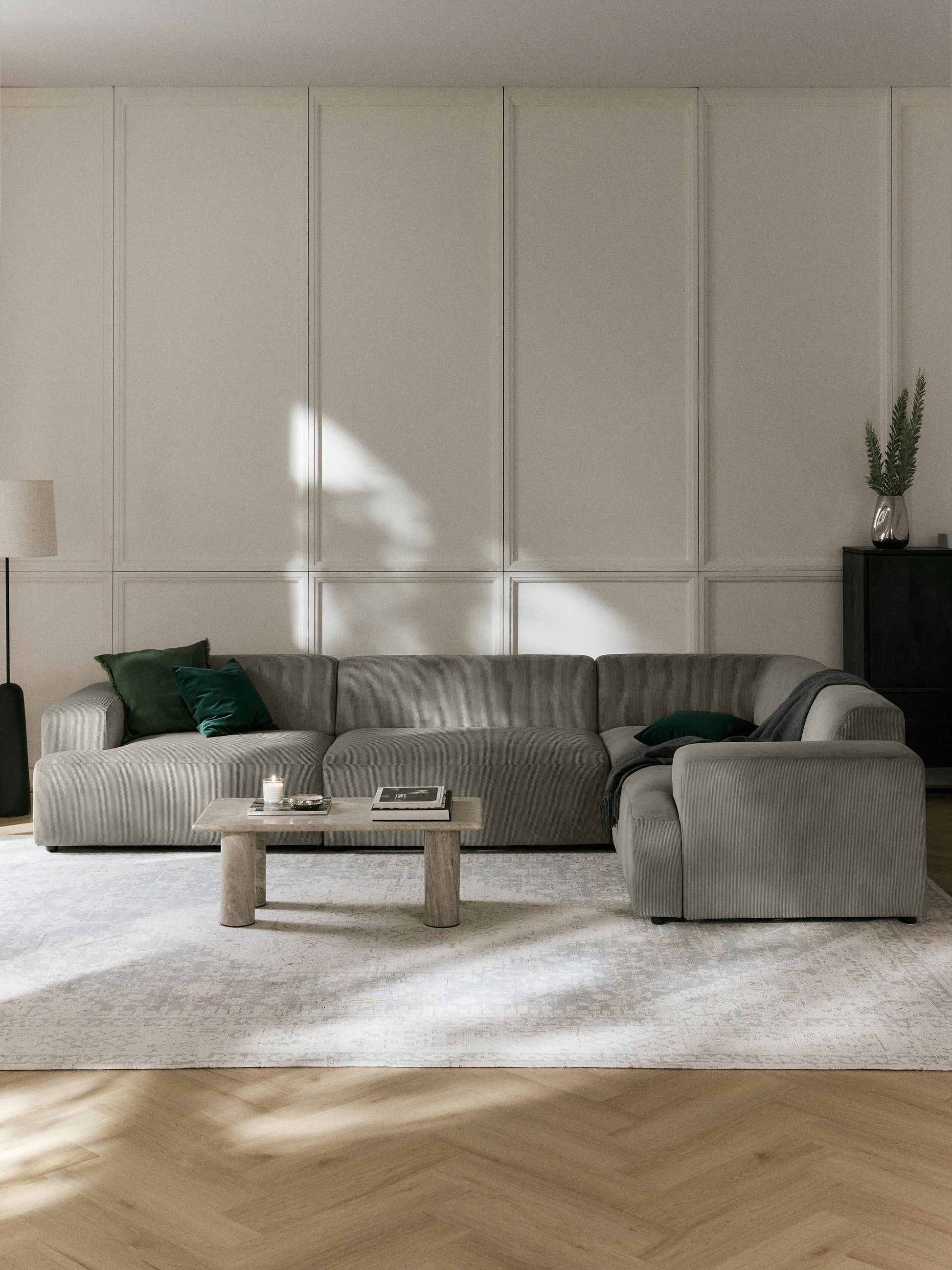 Melveria Large Corner Sofa in Corduroy (4-Seater)