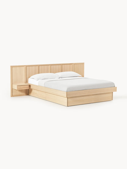 Nandolo Wooden Bed with Headboard and Bedside Tables