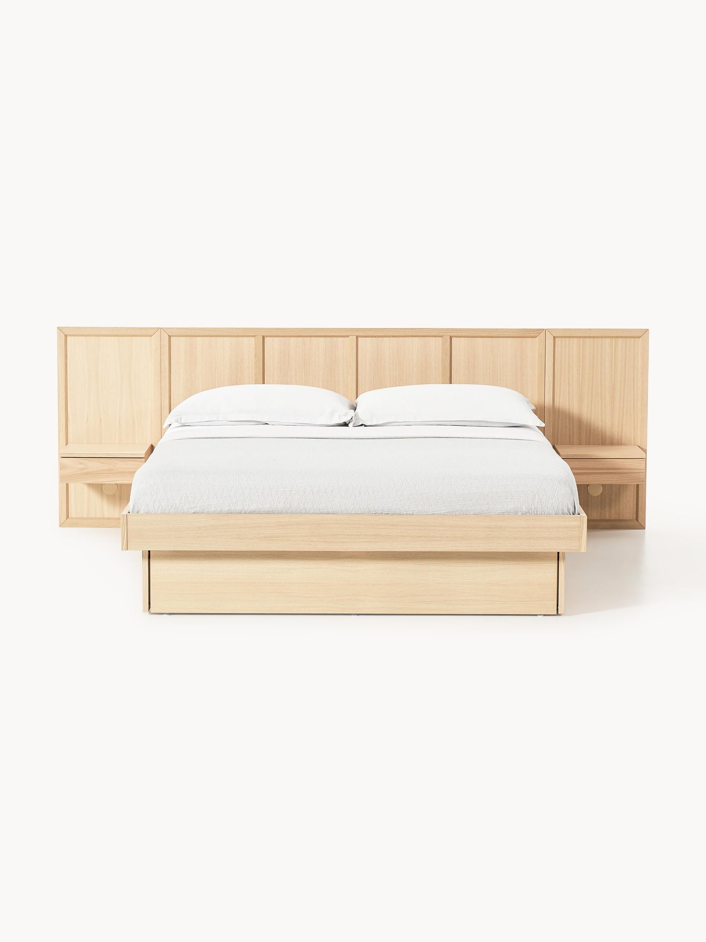 Nandolo Wooden Bed with Headboard and Bedside Tables
