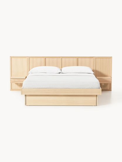 Nandolo Wooden Bed with Headboard and Bedside Tables