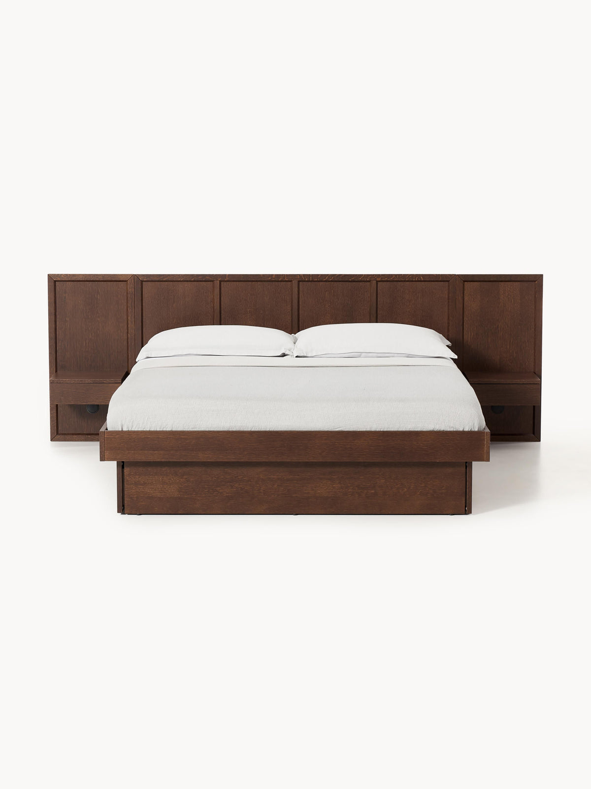 Nandolo Wooden Bed with Headboard and Bedside Tables