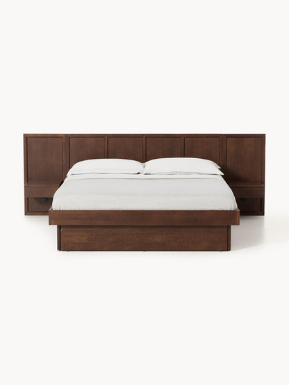 Nandolo Wooden Bed with Headboard and Bedside Tables