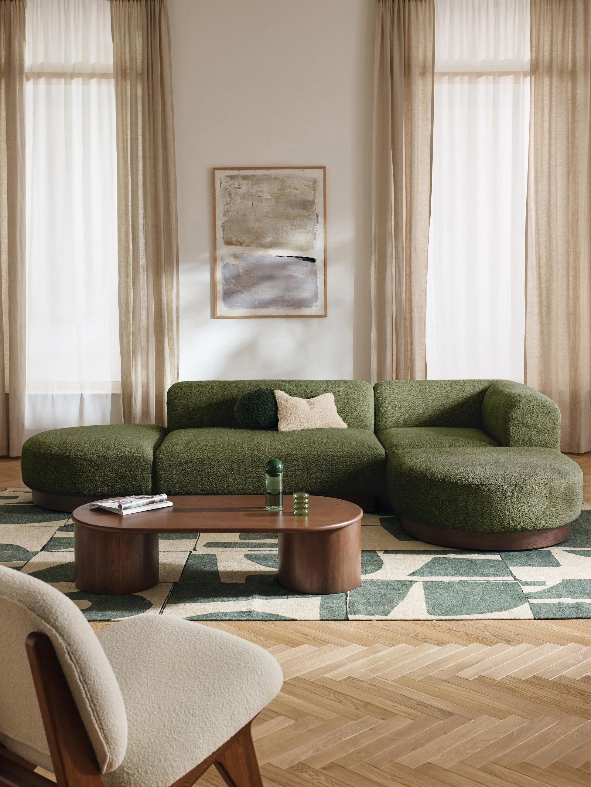 Natvenna Modular Teddy Bouclé Corner Sofa
