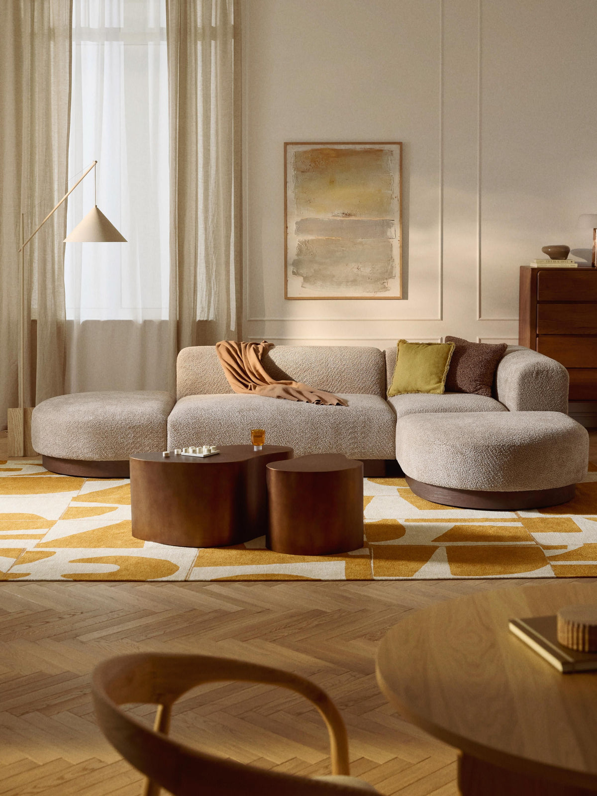 Natvenna Modular Teddy Bouclé Corner Sofa