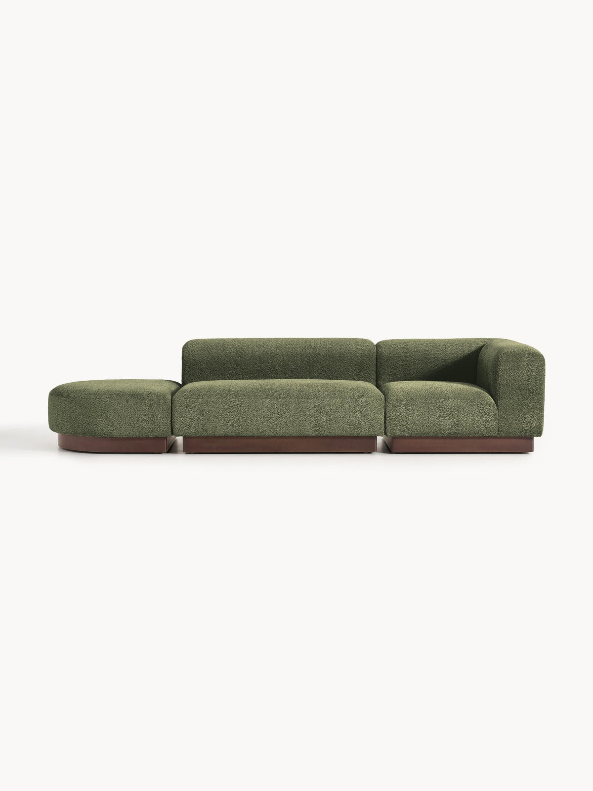 Natvenna Modular Teddy Bouclé Ottoman with Stool (Left/Right)