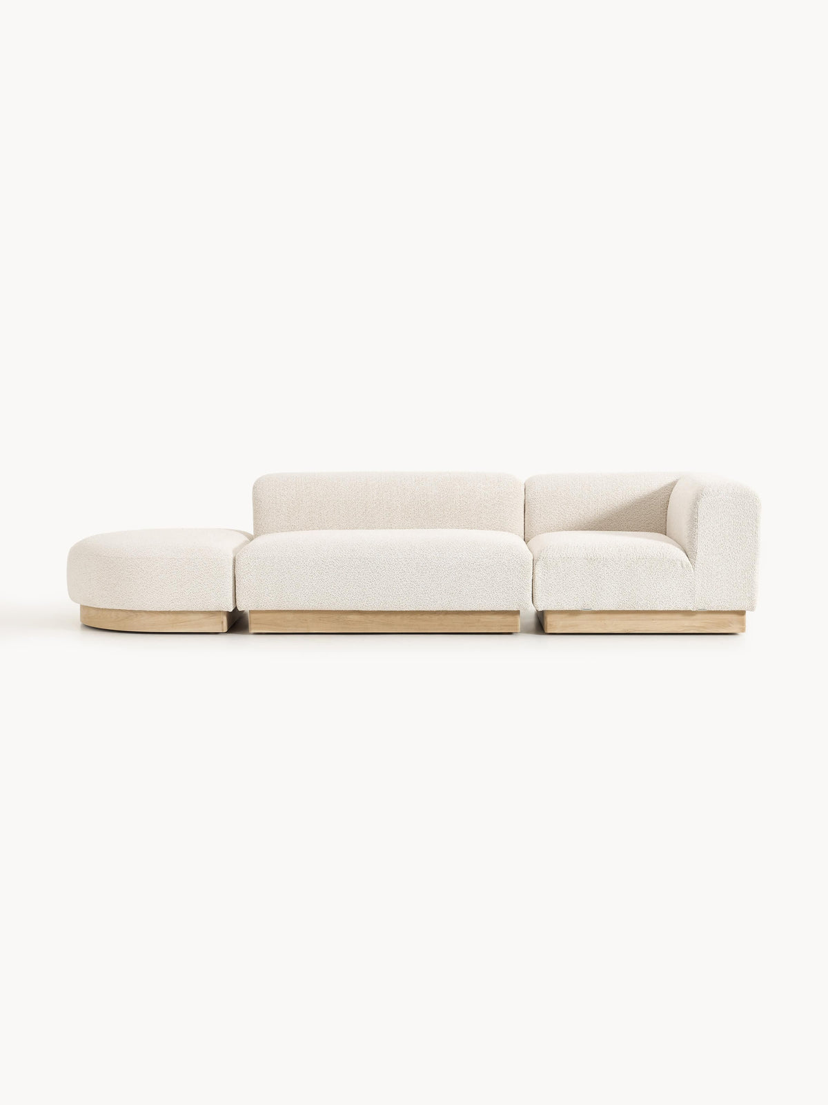 Natvenna Modular Teddy Bouclé Ottoman with Stool (Left/Right)