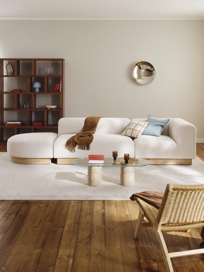 Natvenna Modular Teddy Bouclé Ottoman with Stool (Left/Right)