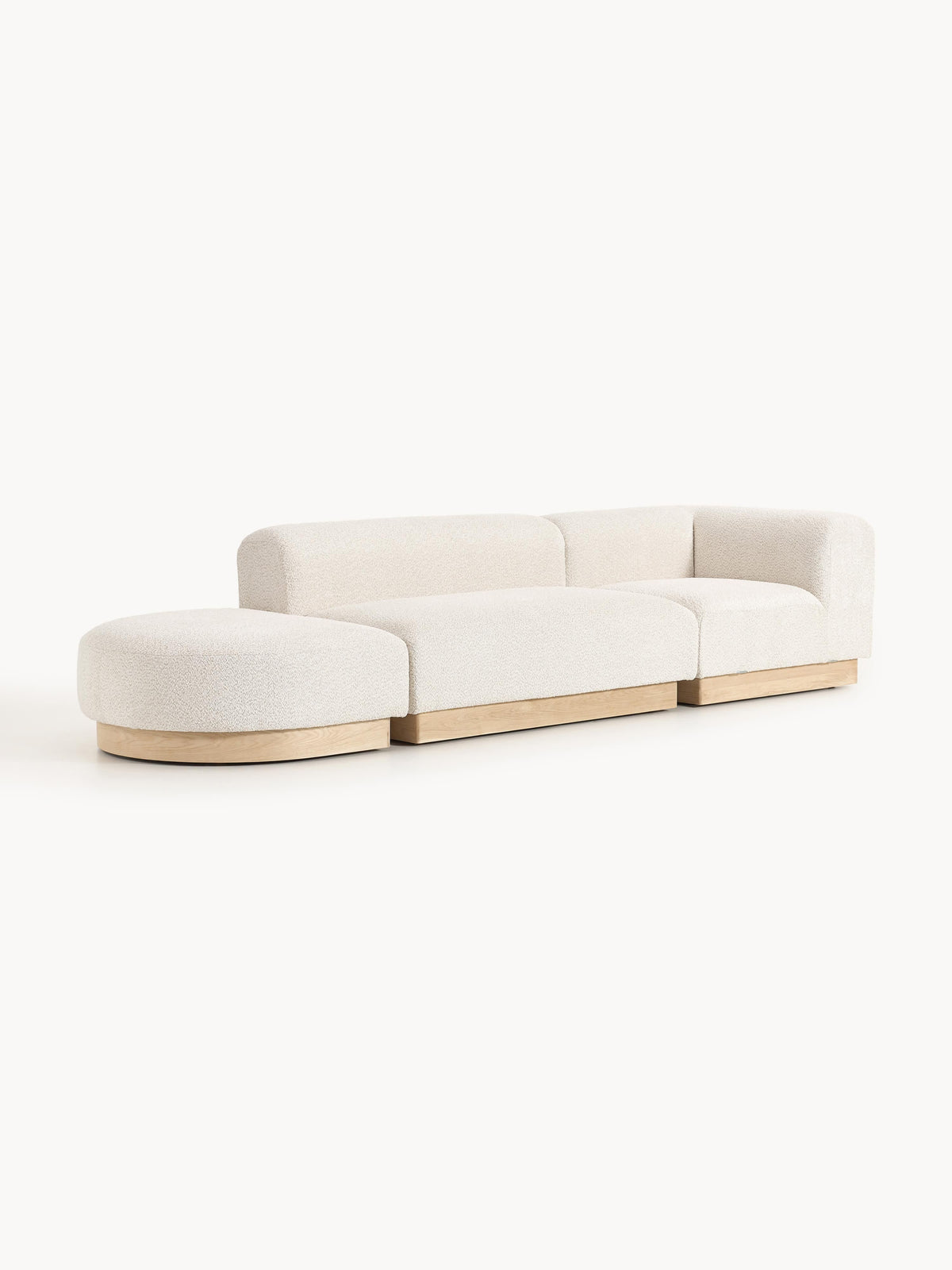 Natvenna Modular Teddy Bouclé Ottoman with Stool (Left/Right)