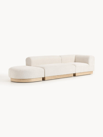 Natvenna Modular Teddy Bouclé Ottoman with Stool (Left/Right)