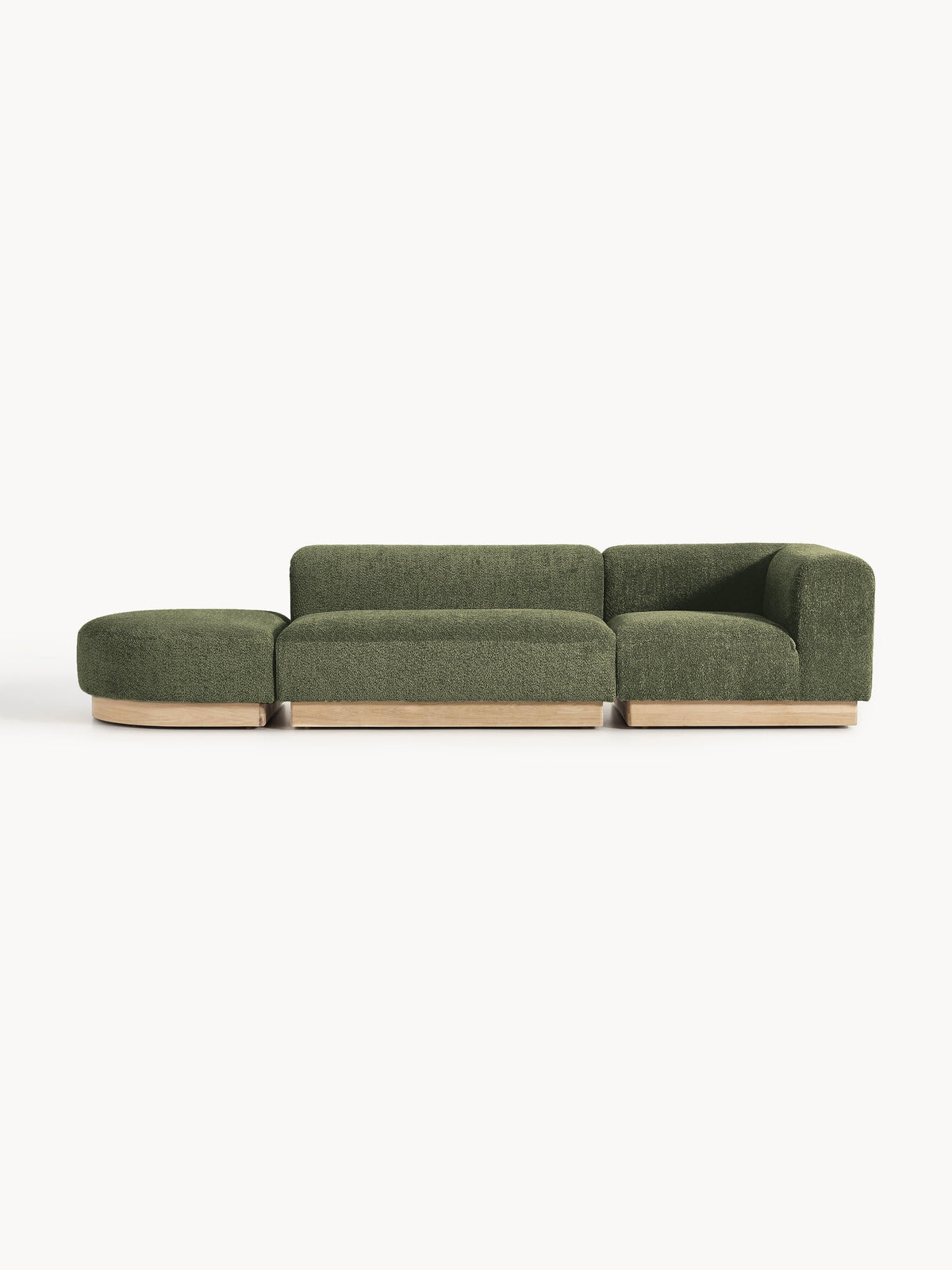 Natvenna Modular Teddy Bouclé Ottoman with Stool (Left/Right)
