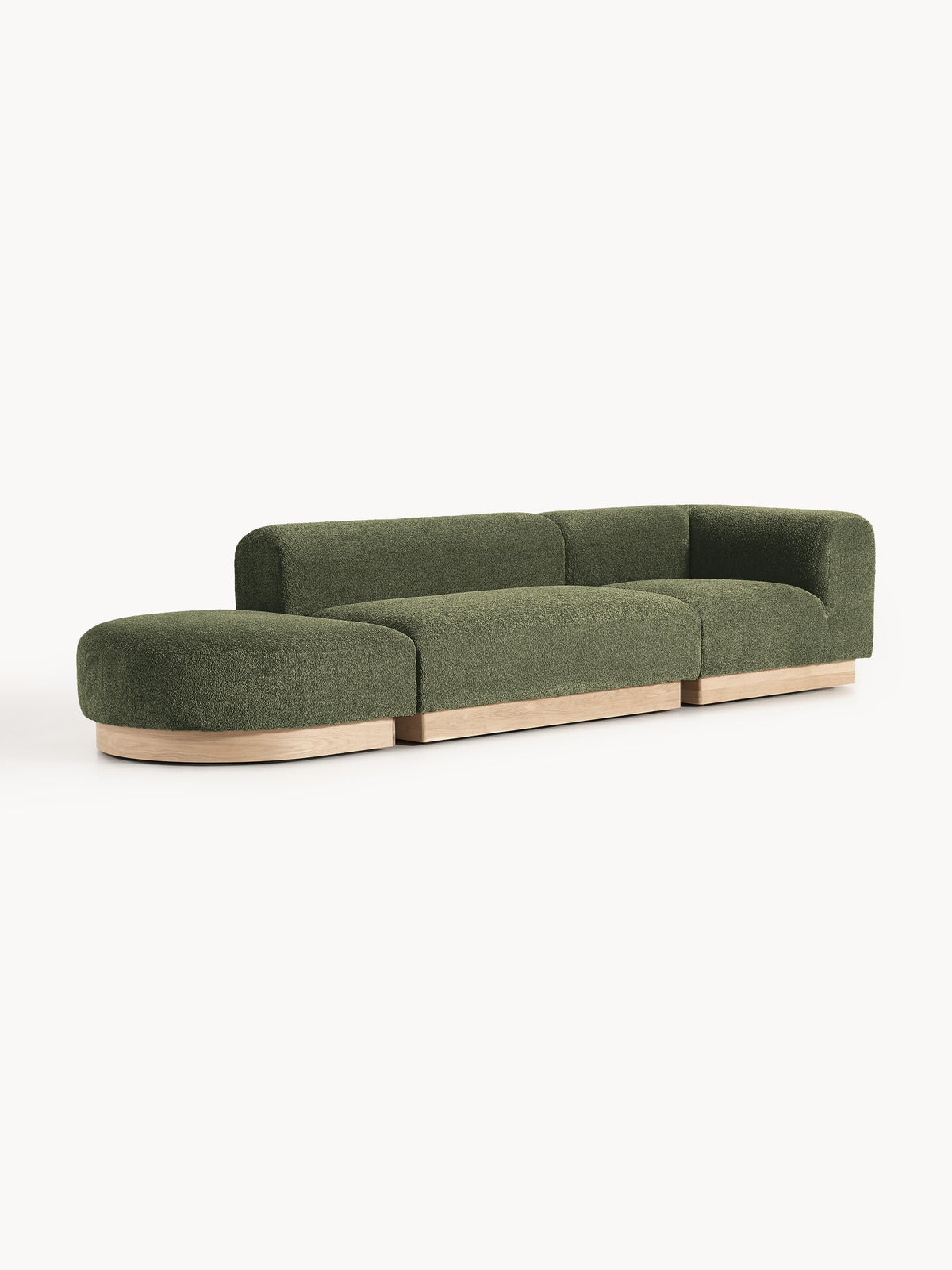 Natvenna Modular Teddy Bouclé Ottoman with Stool (Left/Right)