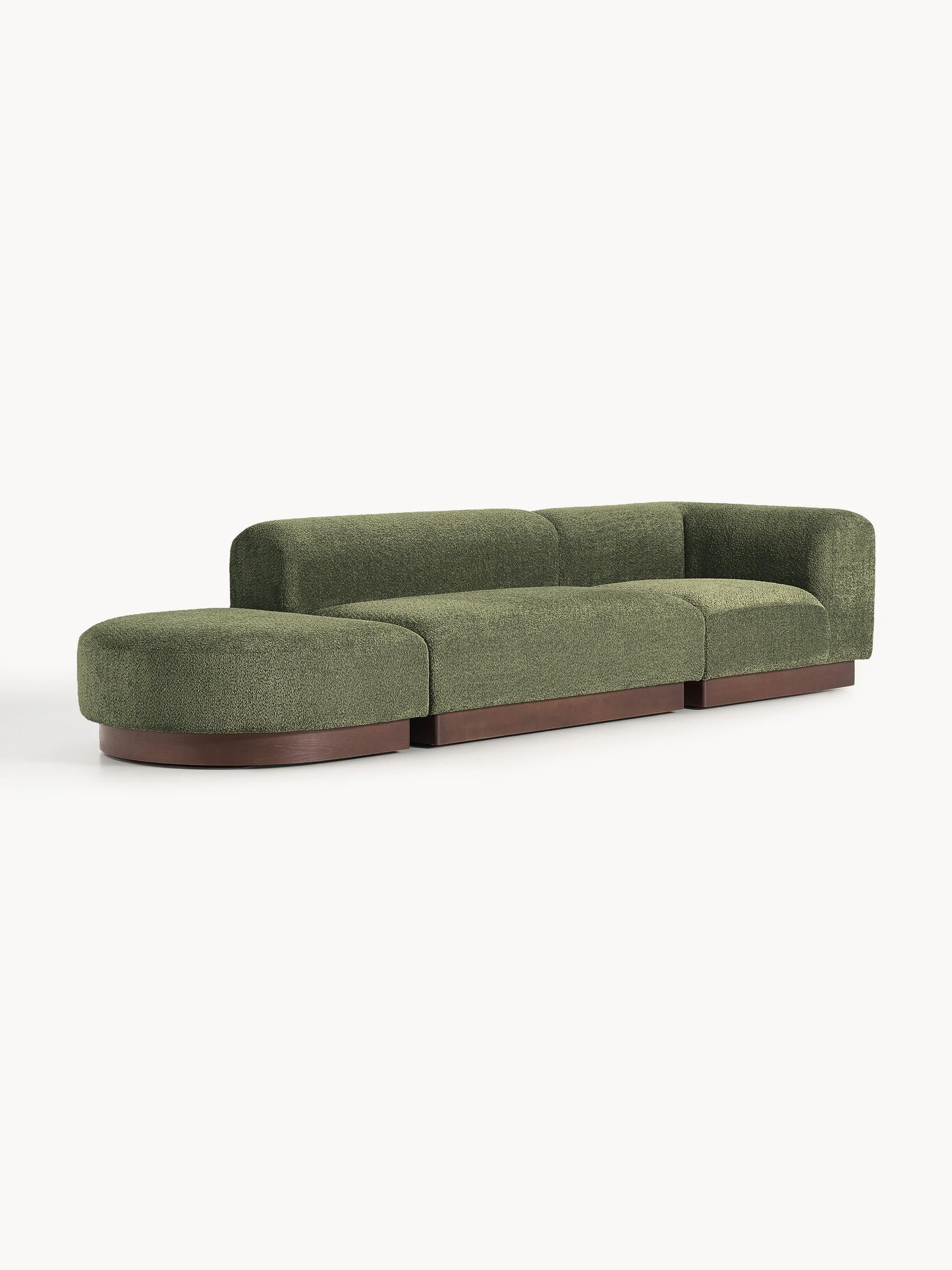 Natvenna Modular Teddy Bouclé Ottoman with Stool (Left/Right)