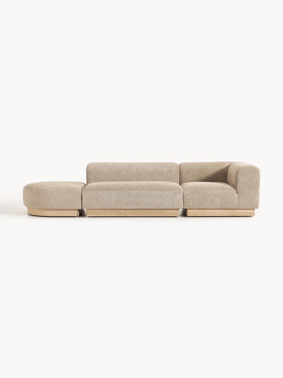 Natvenna Modular Teddy Bouclé Ottoman with Stool (Left/Right)