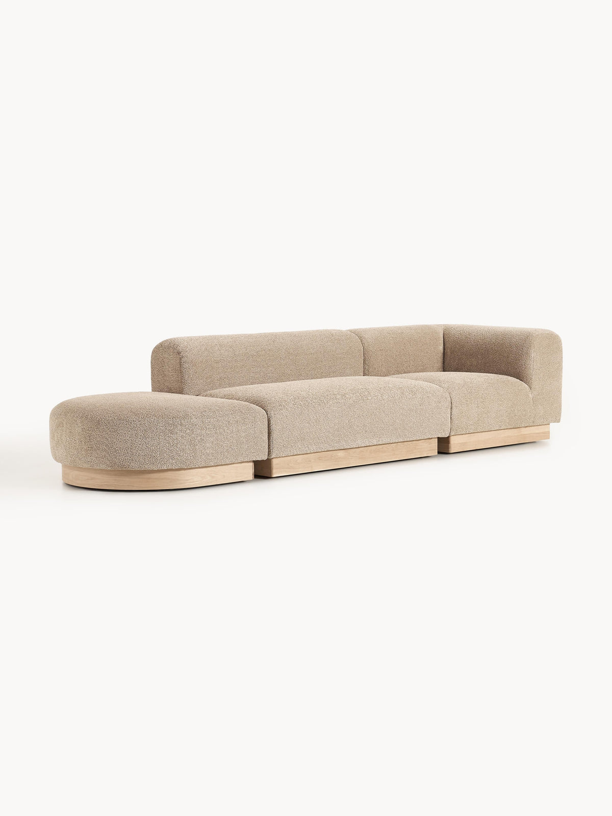 Natvenna Modular Teddy Bouclé Ottoman with Stool (Left/Right)