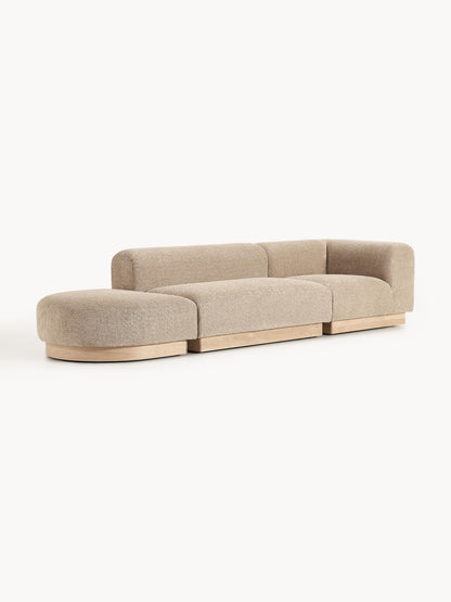 Natvenna Modular Teddy Bouclé Ottoman with Stool (Left/Right)