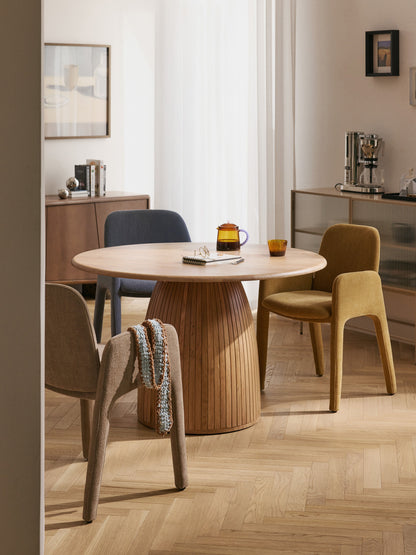 Nelvenna Round Dining Table with Fluted Texture, in Various Sizes