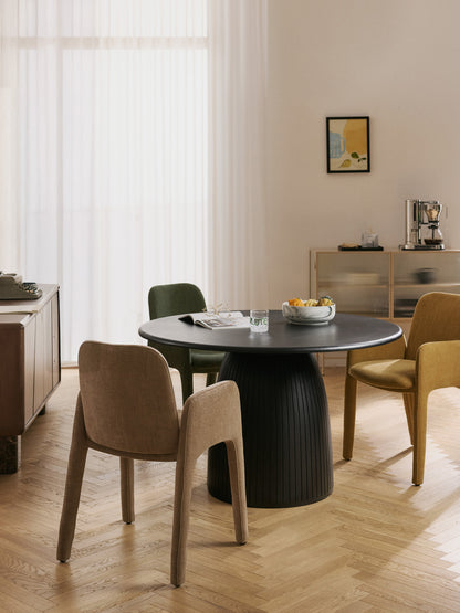 Nelvenna Round Dining Table with Fluted Texture, in Various Sizes