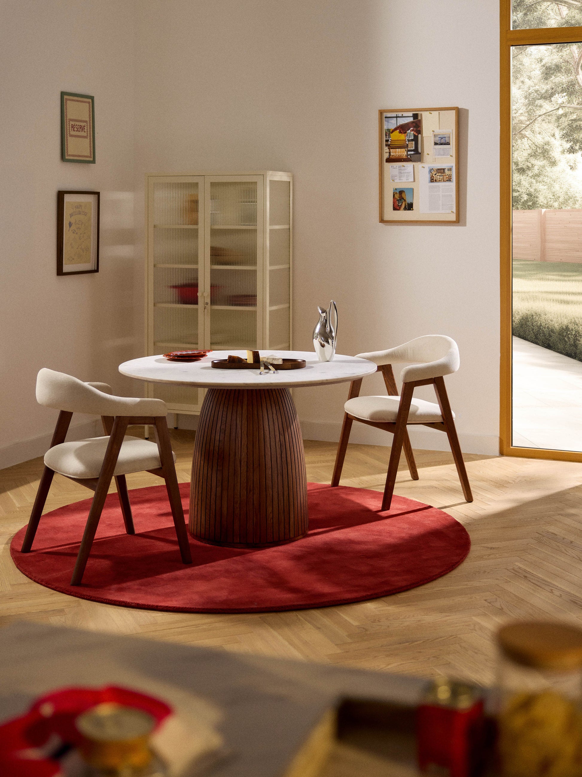 Nelvenna Round Dining Table with Marble Tabletop, Ø 115 cm