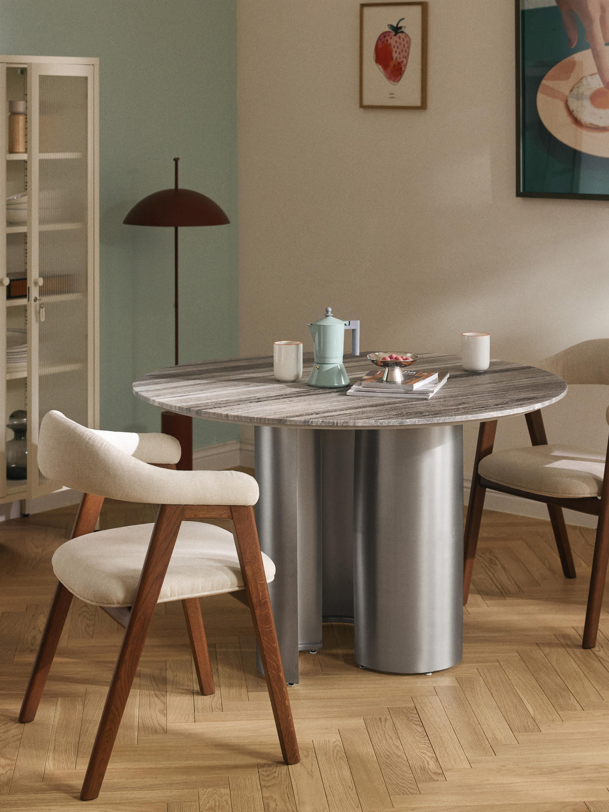 Nomir Round Dining Table with Marble Tabletop, Ø 120 cm