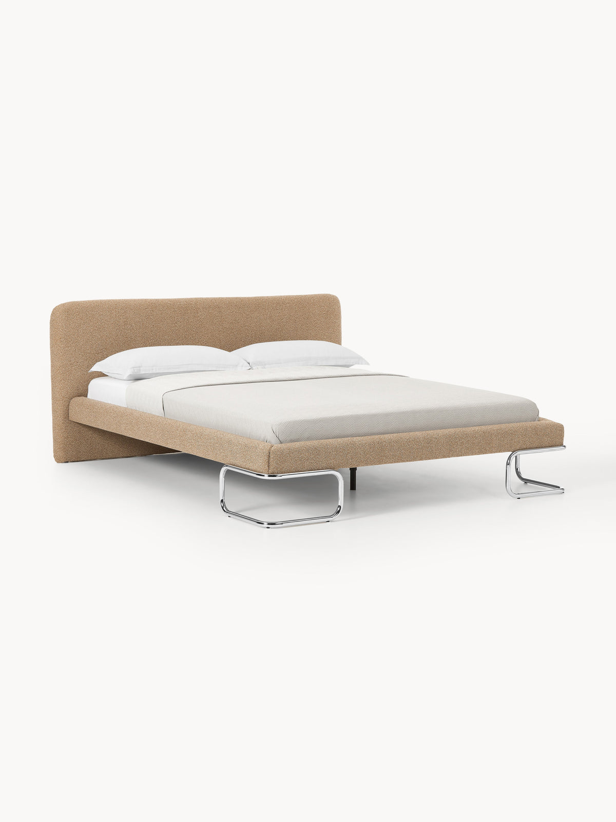 Olisara Upholstered Bouclé Bed with Metal Legs