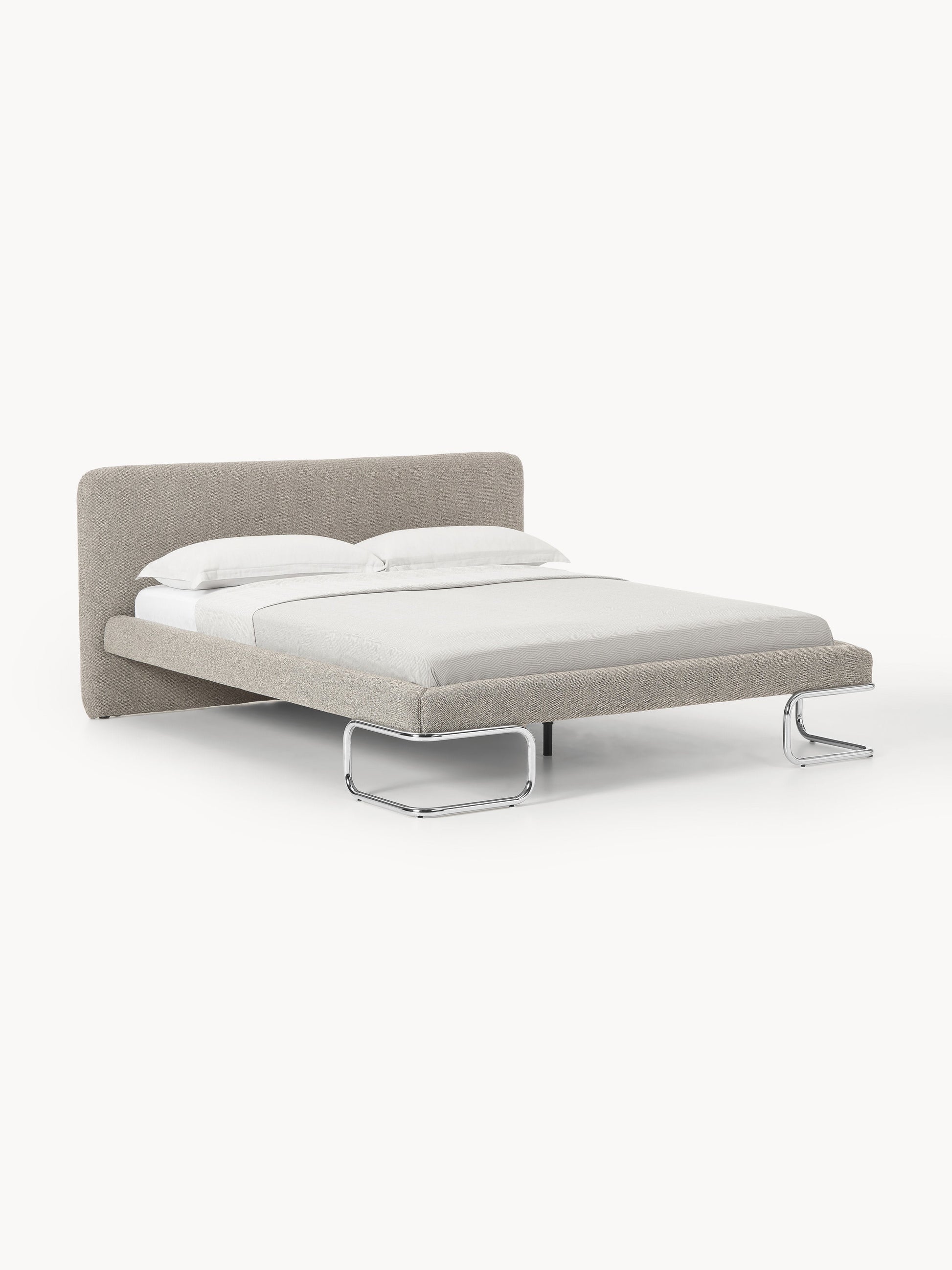 Olisara Upholstered Bouclé Bed with Metal Legs
