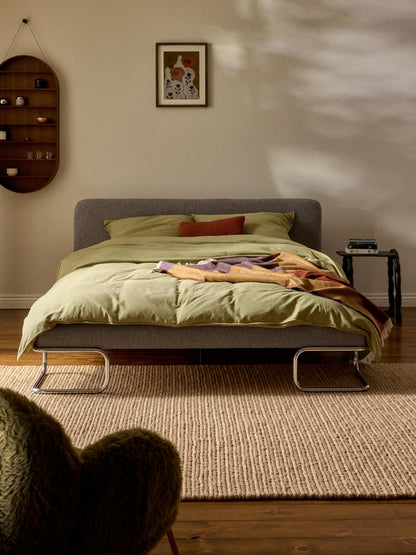 Olisara Upholstered Bouclé Bed with Metal Legs