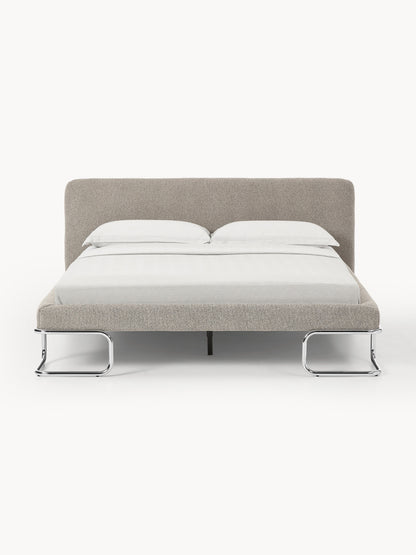 Olisara Upholstered Bouclé Bed with Metal Legs