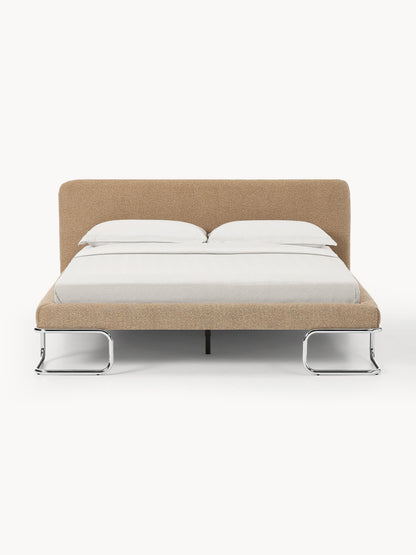 Olisara Upholstered Bouclé Bed with Metal Legs