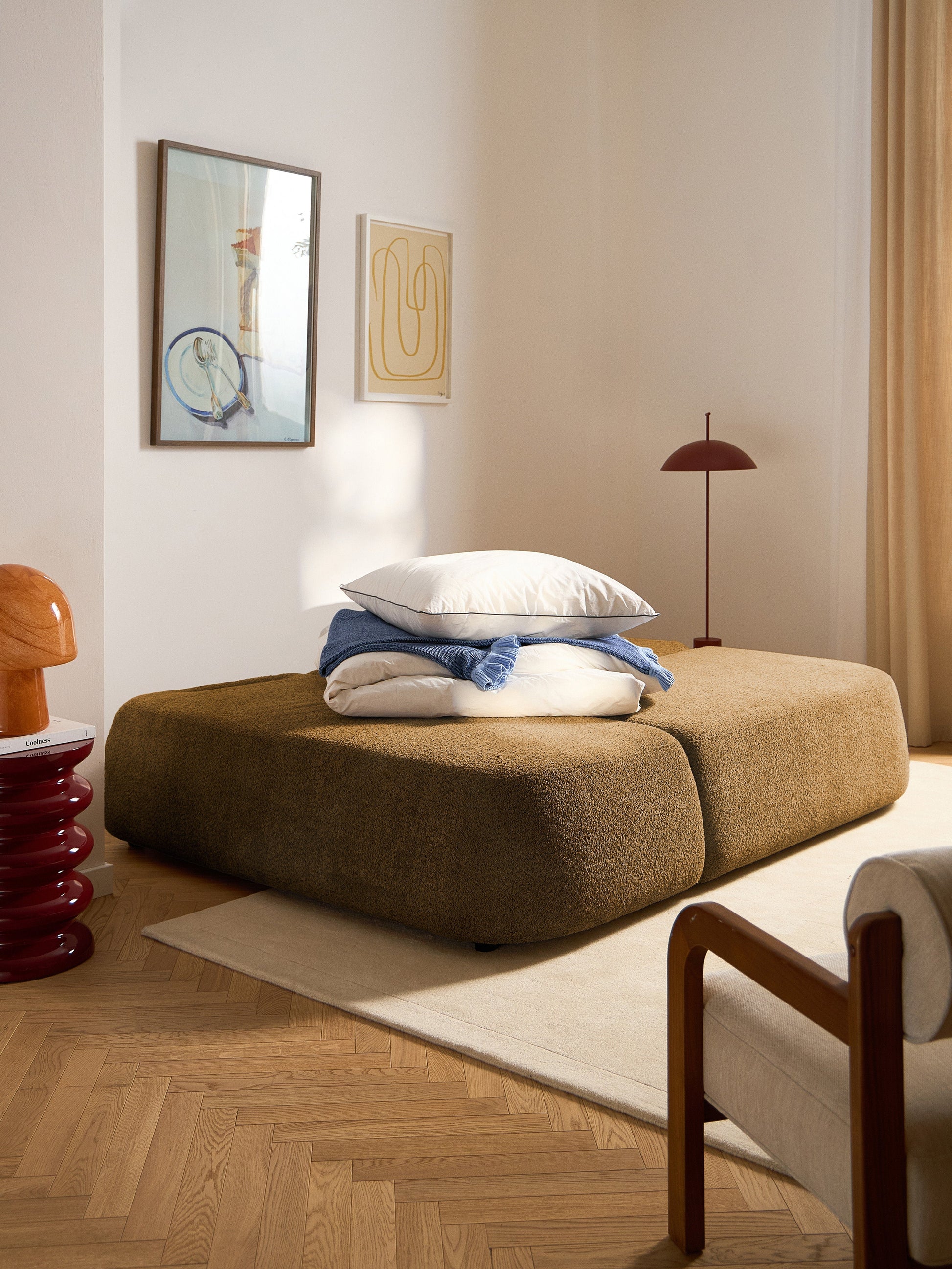 Paomiro Teddy Bouclé Sofa Bed with Storage