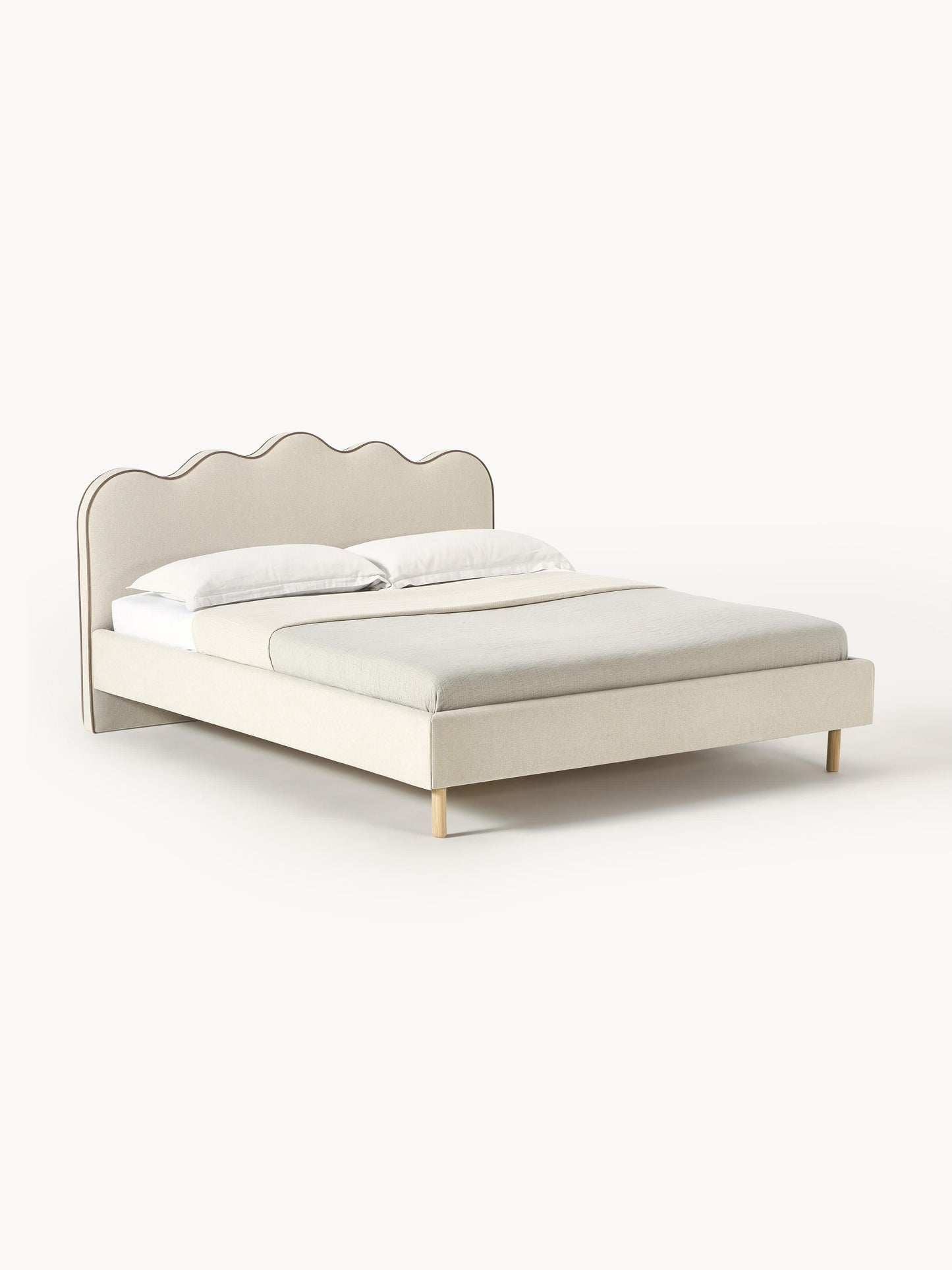 Romvira Upholstered Bed with Wavy Headboard