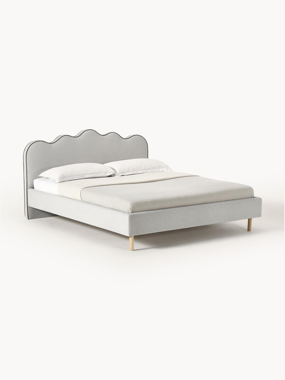 Romvira Upholstered Bed with Wavy Headboard