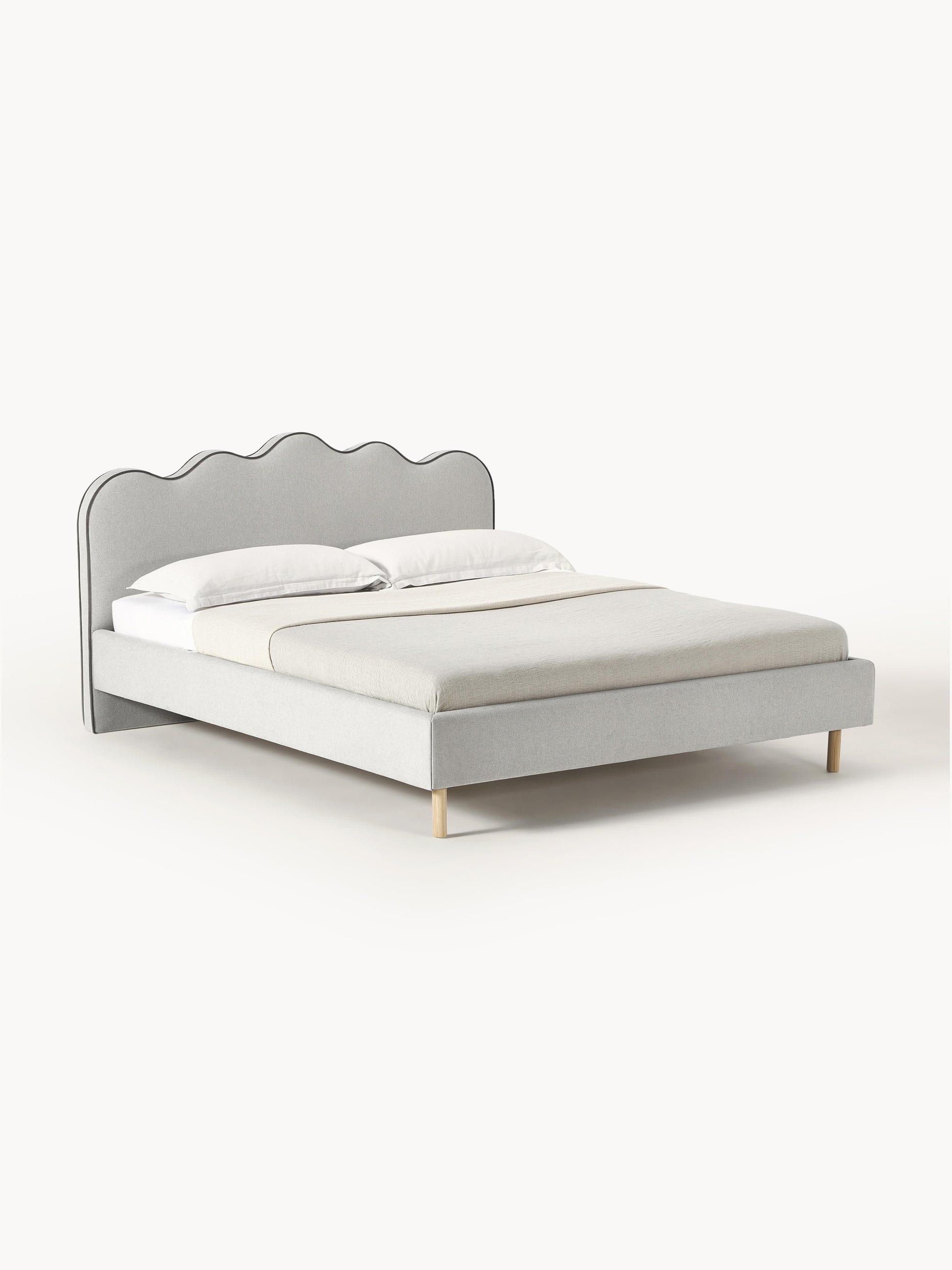 Romvira Upholstered Bed with Wavy Headboard