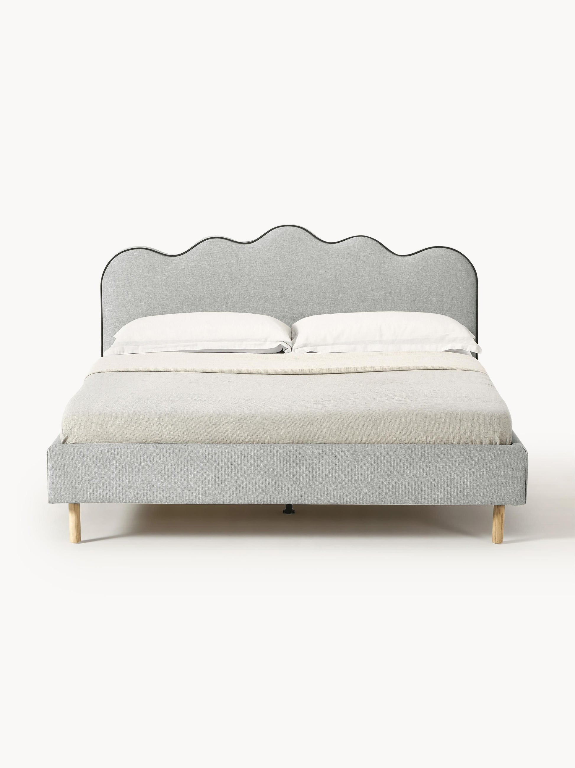 Romvira Upholstered Bed with Wavy Headboard