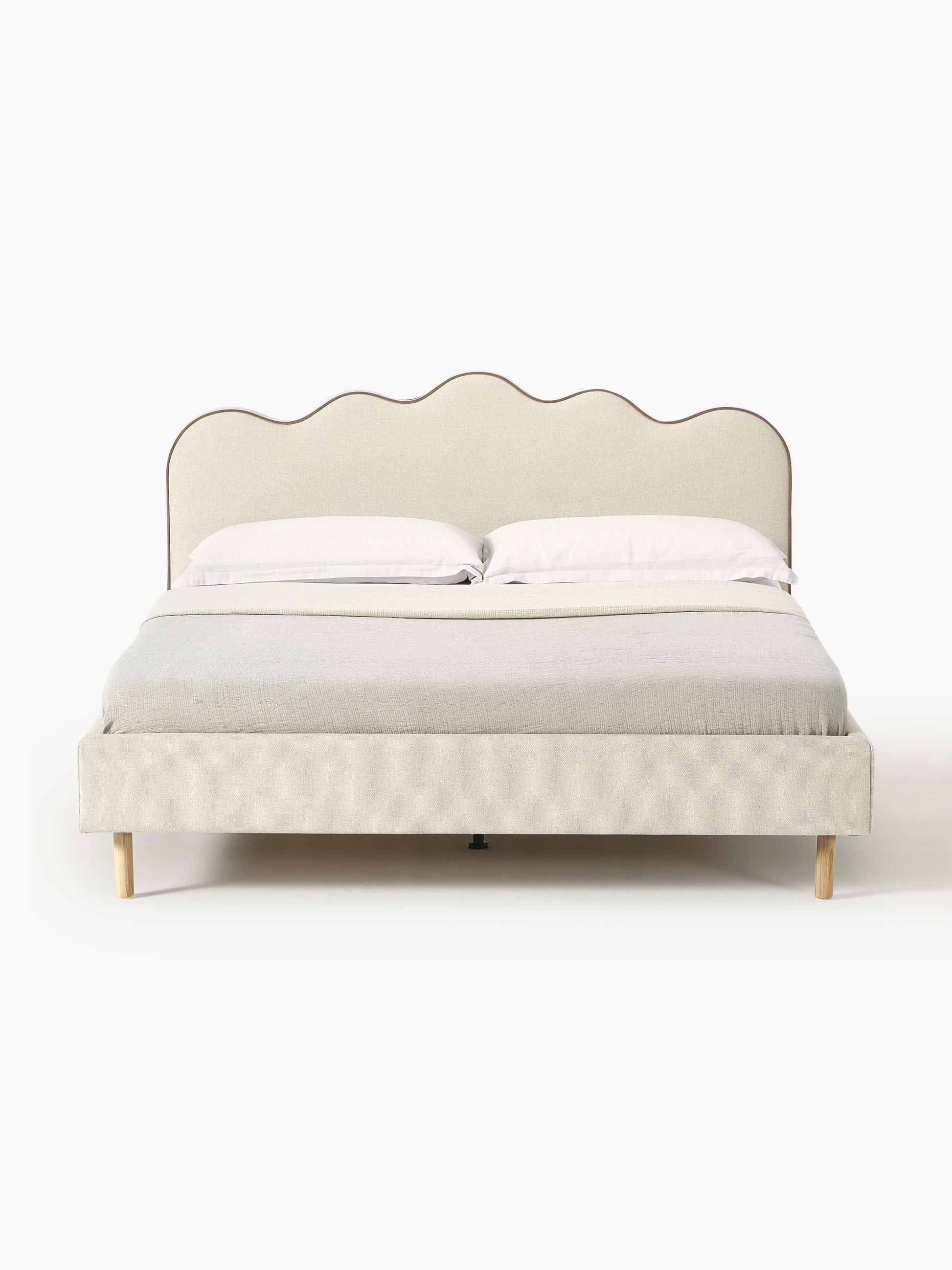 Romvira Upholstered Bed with Wavy Headboard