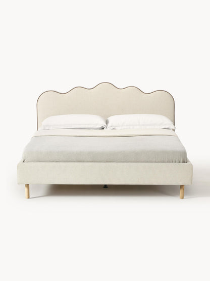 Romvira Upholstered Bed with Wavy Headboard
