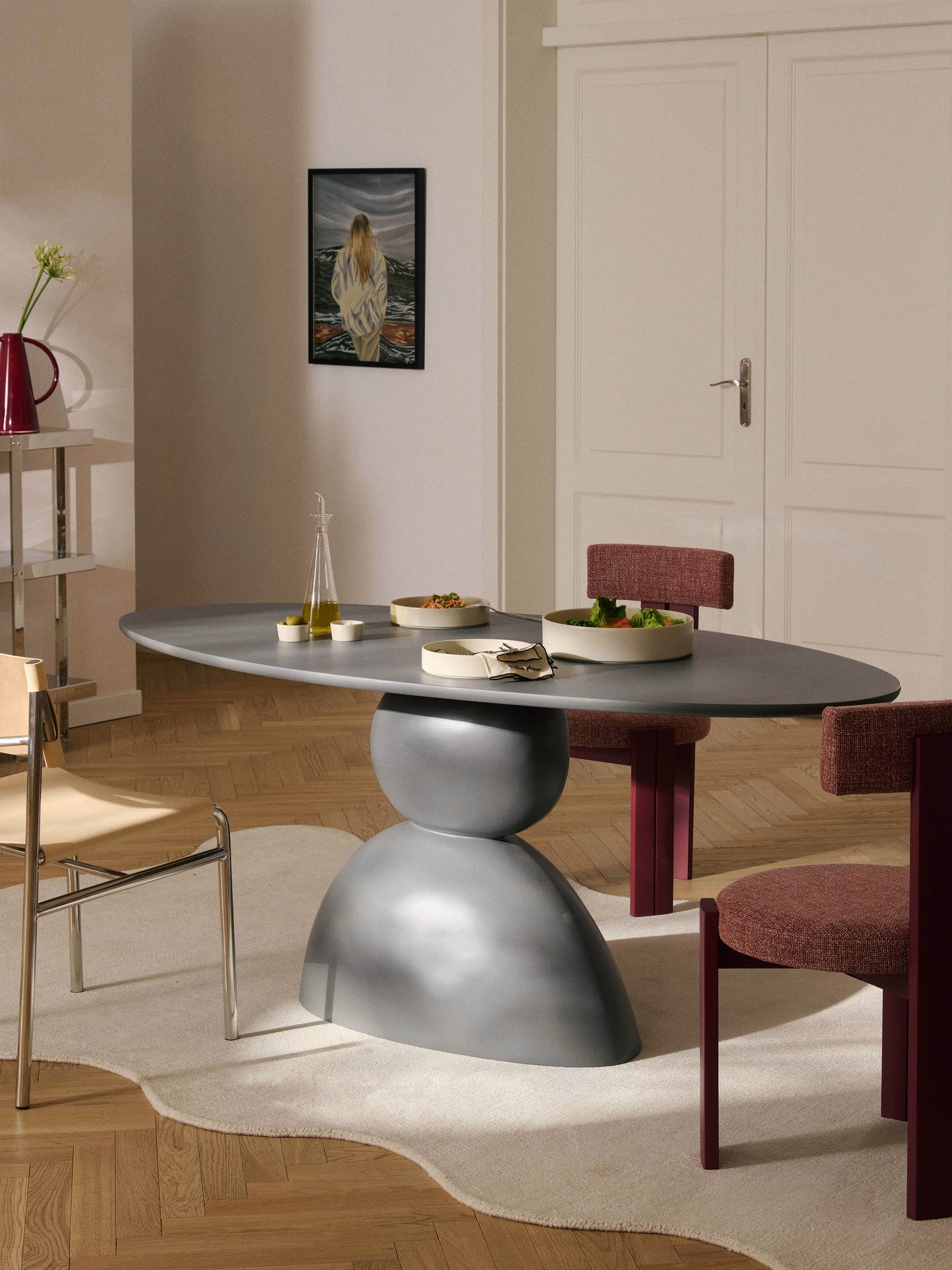 Sahnora Oval Dining Table with Organic Design, 180 x 90 cm