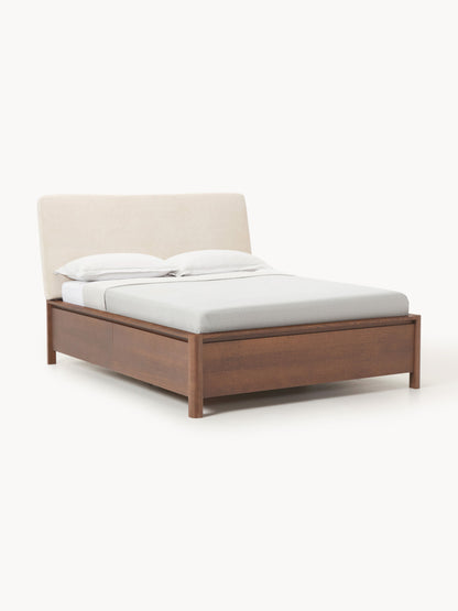 Santovio Wooden Bed with Drawers and Upholstered Headboard