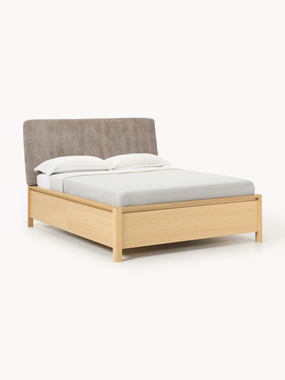 Santovio Wooden Bed with Drawers and Upholstered Headboard
