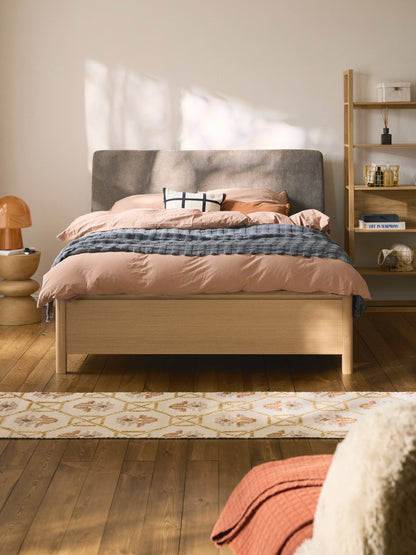 Santovio Wooden Bed with Drawers and Upholstered Headboard