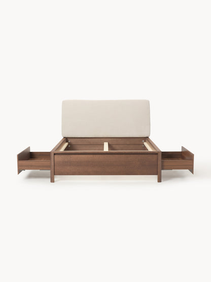 Santovio Wooden Bed with Drawers and Upholstered Headboard