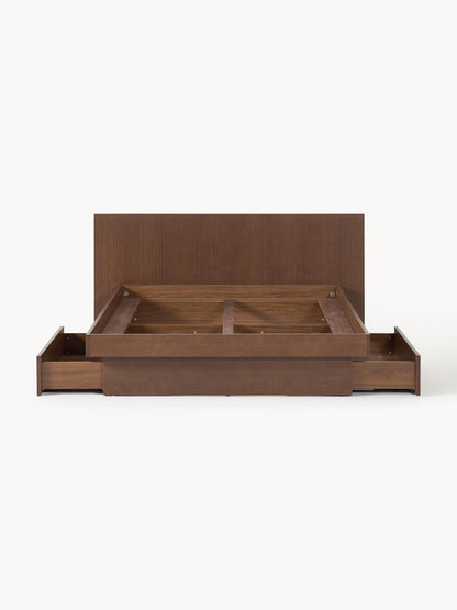 Satrino Wooden Bed with Headboard and Drawers