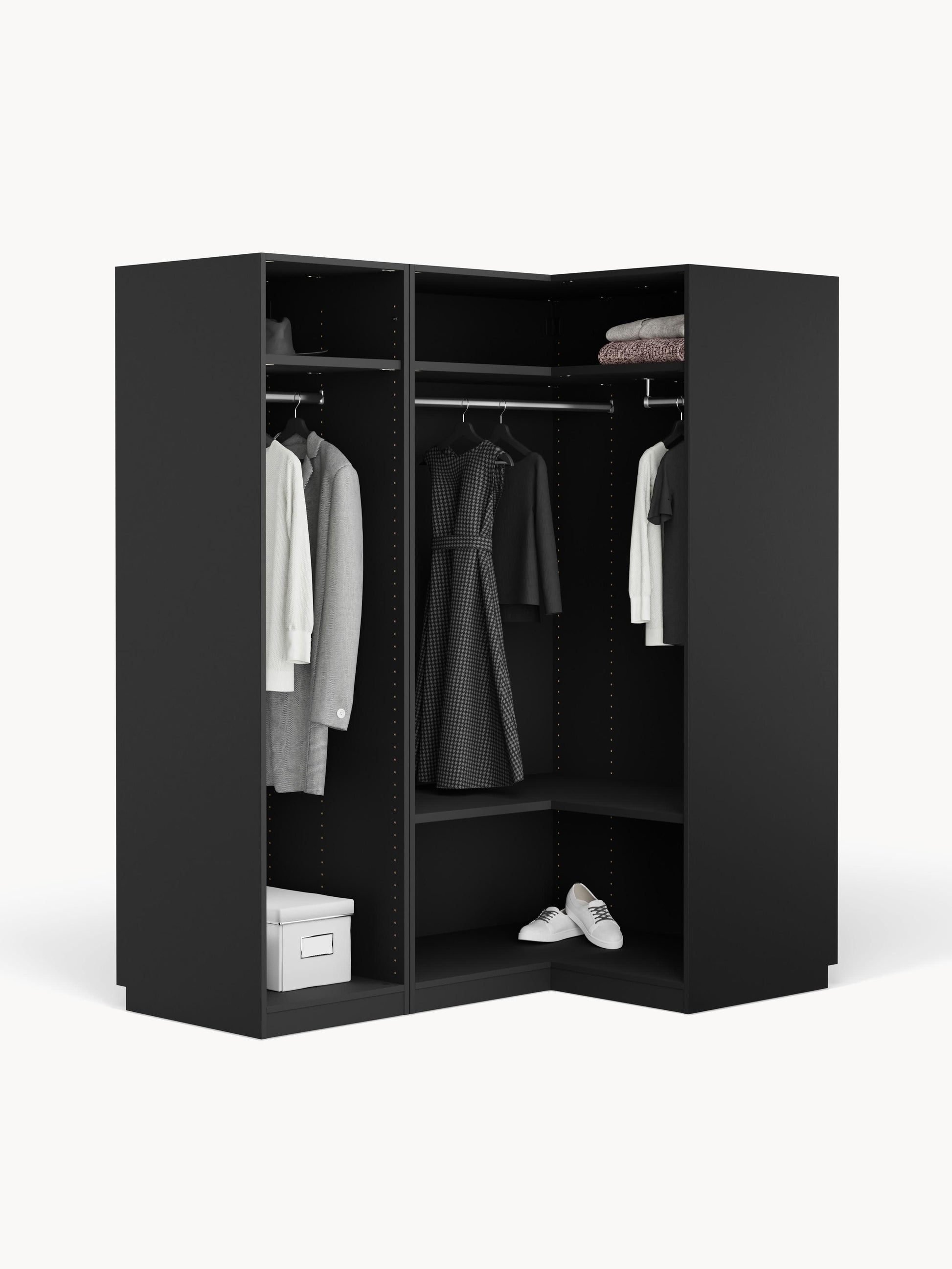 Simula Corner Wardrobe, Modular, 165 cm Wide, in Various Sizes