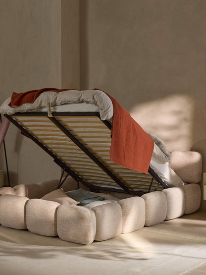 Taymira Bouclé Upholstered Bed with Storage