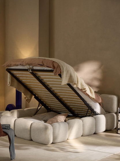 Taymira Bouclé Upholstered Bed with Storage