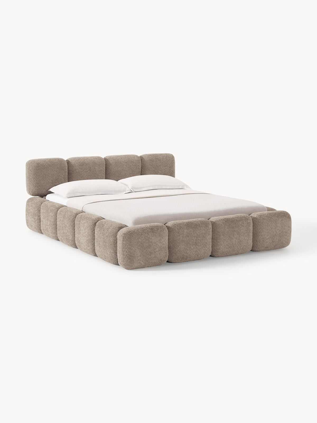Taymira Teddy Bouclé Upholstered Bed with Storage