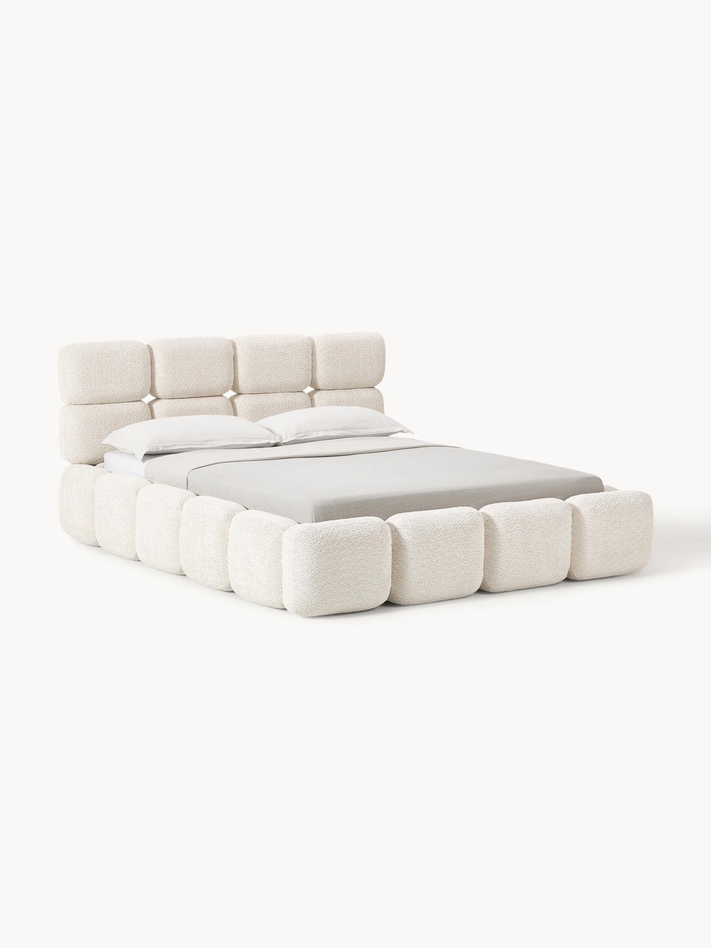 Taymira Teddy Bouclé Upholstered Bed with Storage