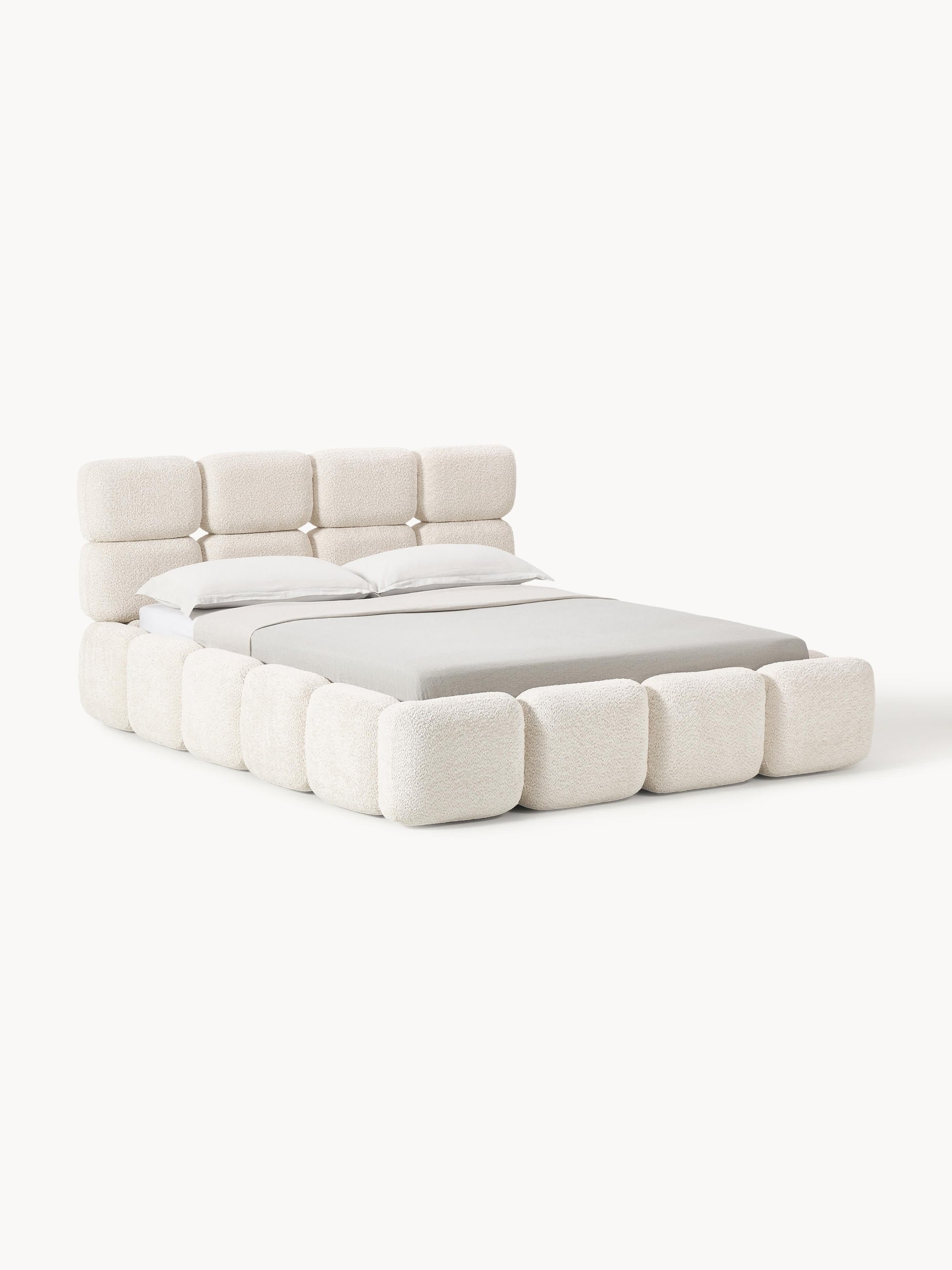 Taymira Teddy Bouclé Upholstered Bed with Storage