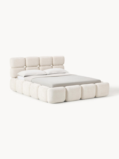 Taymira Teddy Bouclé Upholstered Bed with Storage