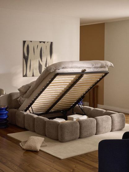 Taymira Teddy Bouclé Upholstered Bed with Storage