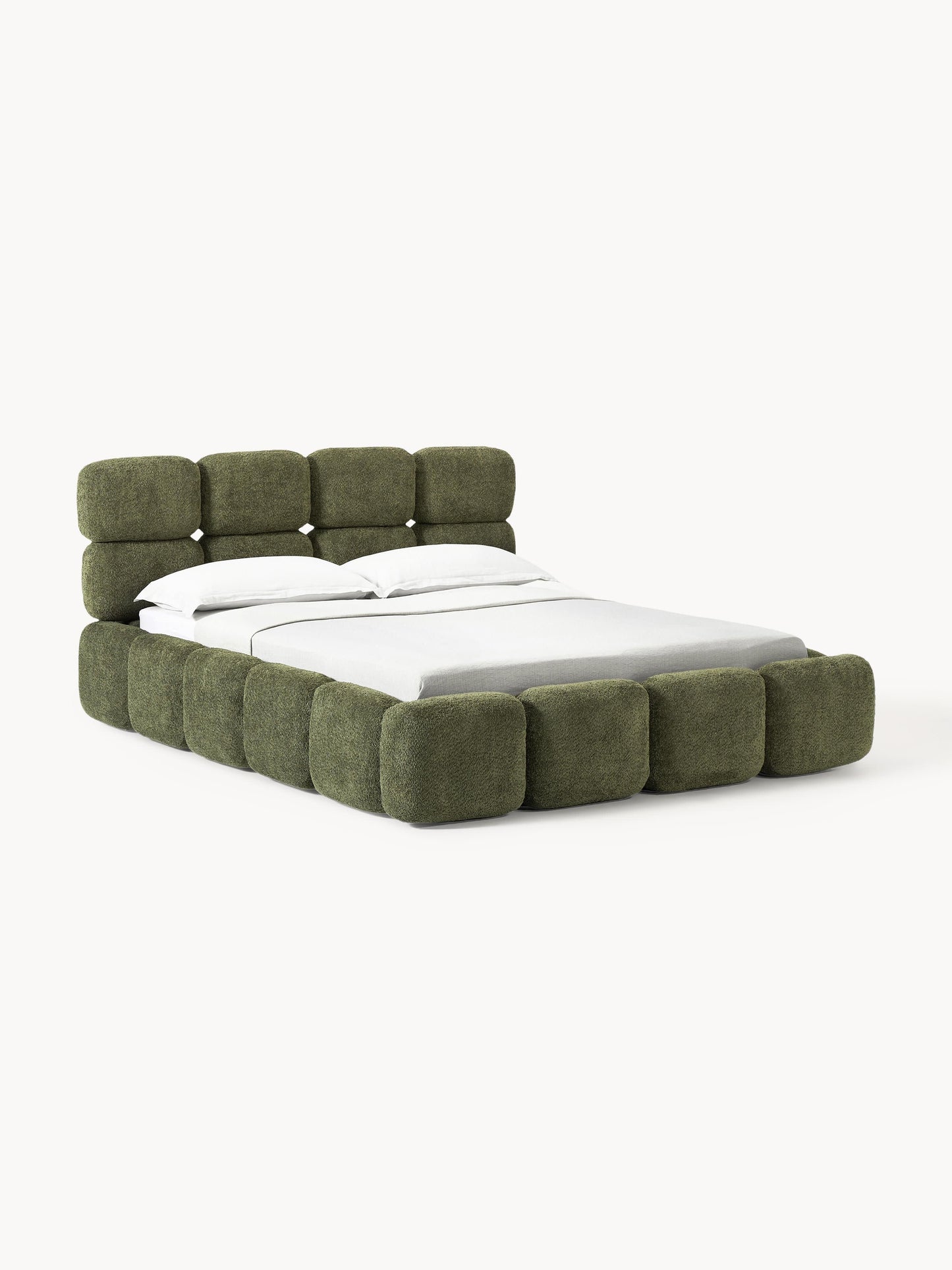 Taymira Teddy Bouclé Upholstered Bed with Storage